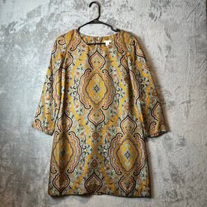 J. Crew Vintage Inspired Mod Boho Psychedelic Paisley Shift Dress Silk Size 4